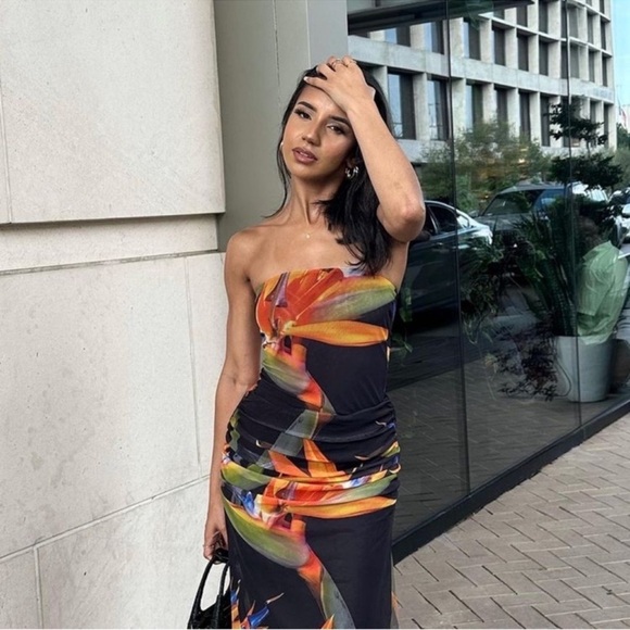 New NWT Zara Tropical Paradise Mesh Bodysuit Size Small Top Only - Picture 7 of 8